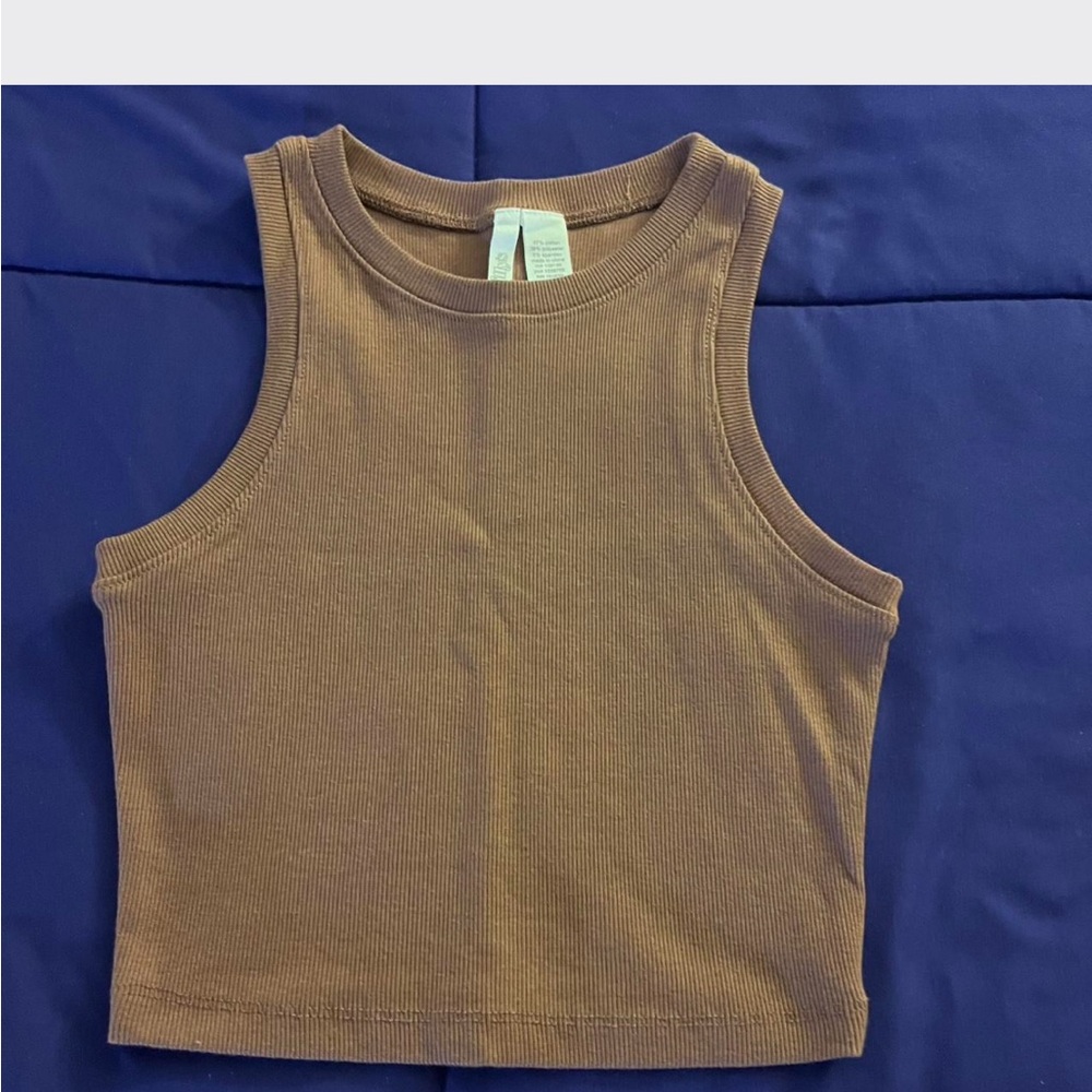 Tilly's Brown Ribbed Cropped Tank Top